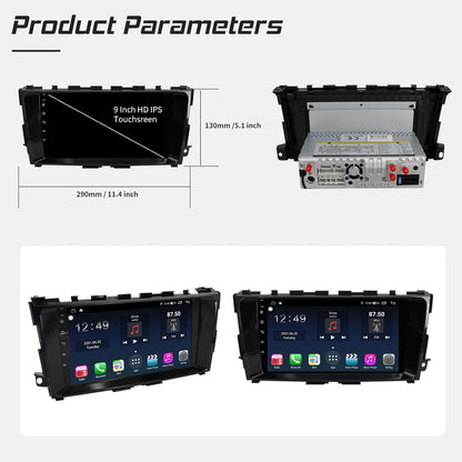 Car Stereo for Nissan Altima/Teana2014 2015 2016 2017 2018, Apple Carplay & Android Auto, 9inch HD IPS Touchscreen Car Audio Receiver, Car Multimedia Player with SIM Card Slot, AM/FM Radio, AUX Input