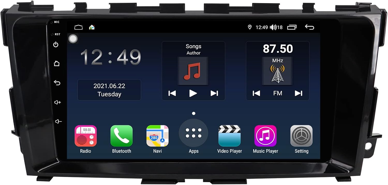 Car Stereo for Nissan Altima/Teana2014 2015 2016 2017 2018, Apple Carplay & Android Auto, 9inch HD IPS Touchscreen Car Audio Receiver, Car Multimedia Player with SIM Card Slot, AM/FM Radio, AUX Input