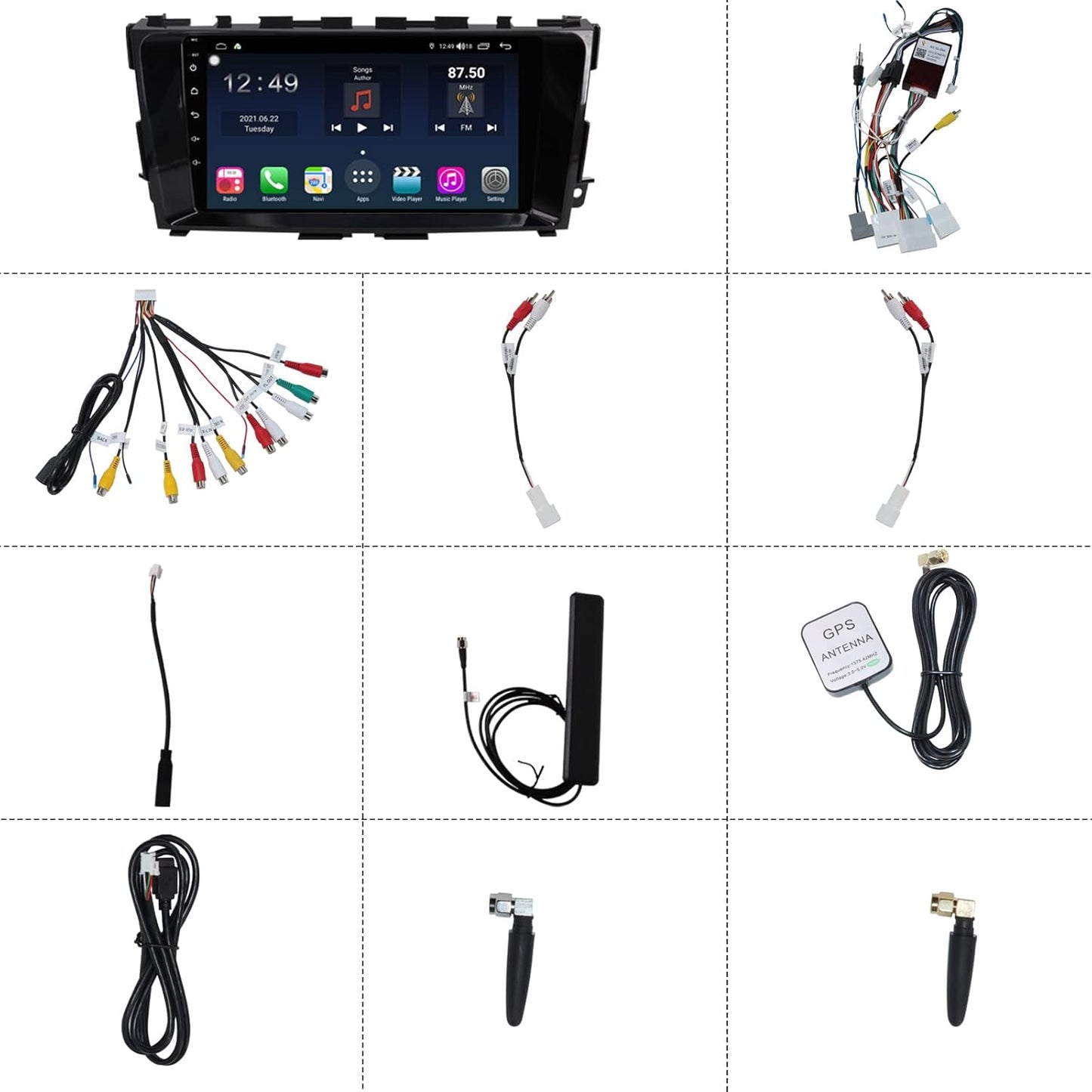 Car Stereo for Nissan Altima/Teana2014 2015 2016 2017 2018, Apple Carplay & Android Auto, 9inch HD IPS Touchscreen Car Audio Receiver, Car Multimedia Player with SIM Card Slot, AM/FM Radio, AUX Input