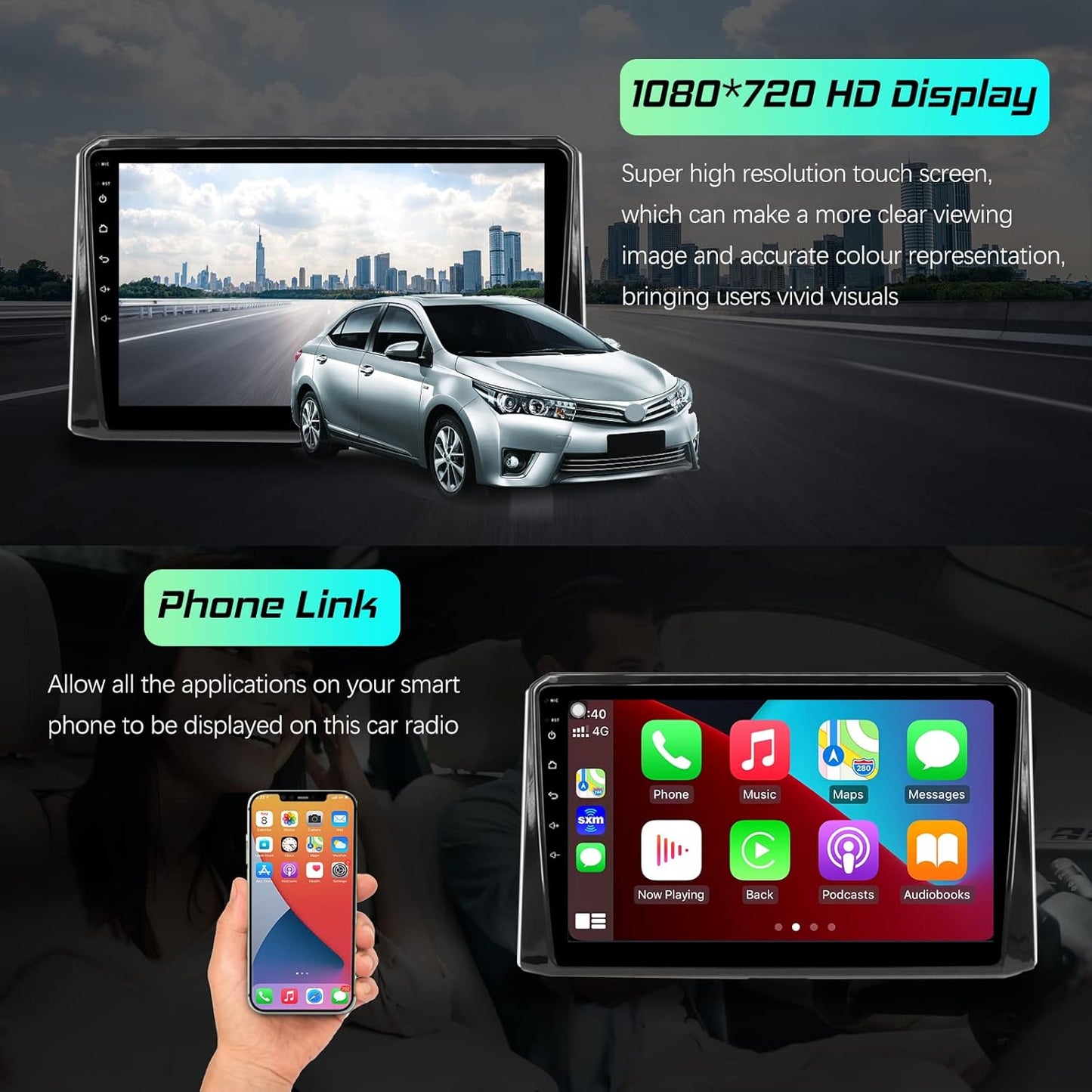 Car Stereo for Toyota Corolla 2019 2020 2021, Car Audio Receiver with Bluetooth, Video/Music Player, AM/FM, Touch Screen, Android Auto/CarPlay
