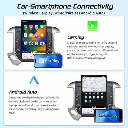 Cidava 13 Inch Qualcomm Android 11 Car Radio for Chevy Silverado and GMC Sierra 2014-2018, T-Style Car Stereo