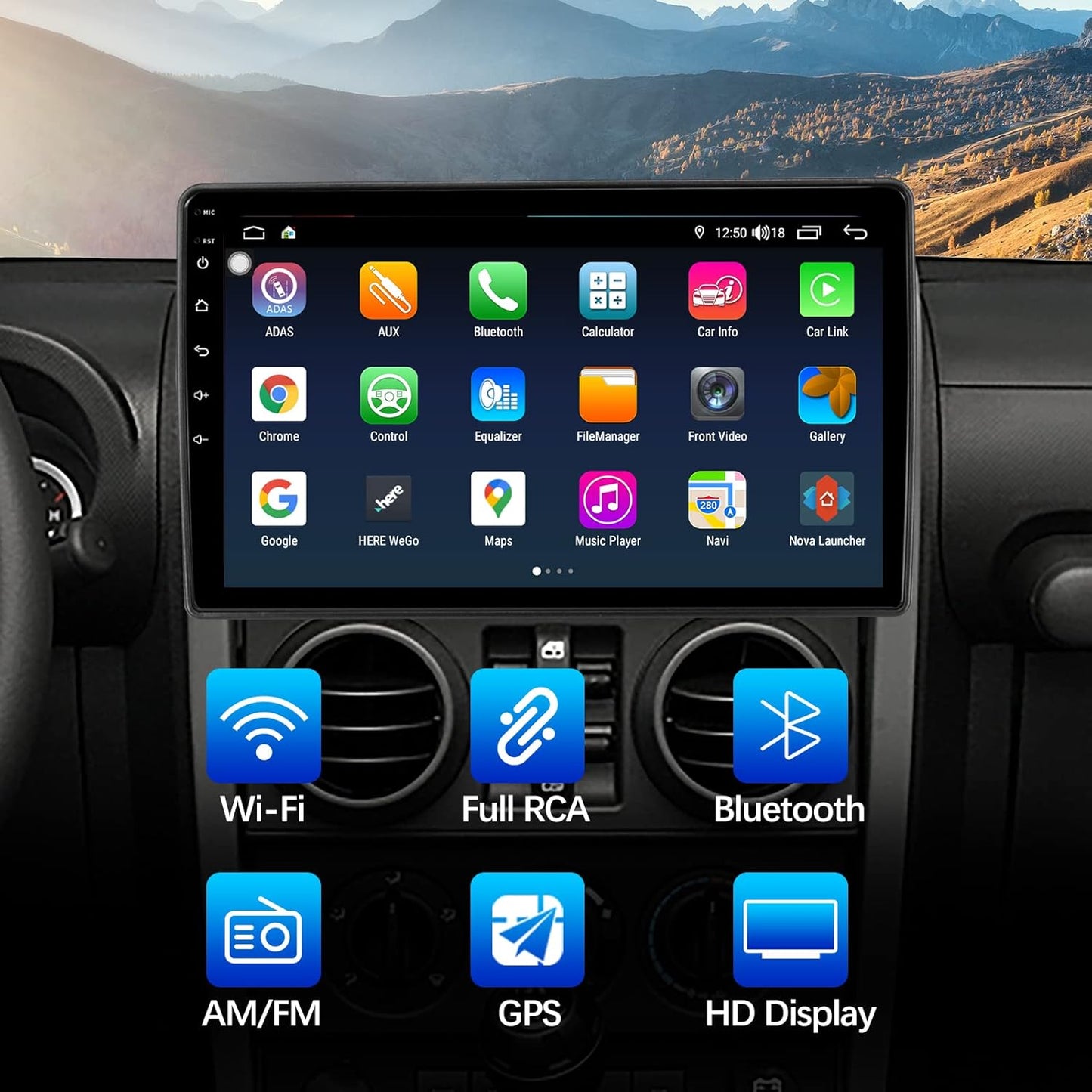 Android Car Stereo, Car Multimedia Player with Apple CarPlay & Android Auto, 10'' HD Touchscreen Car Radio