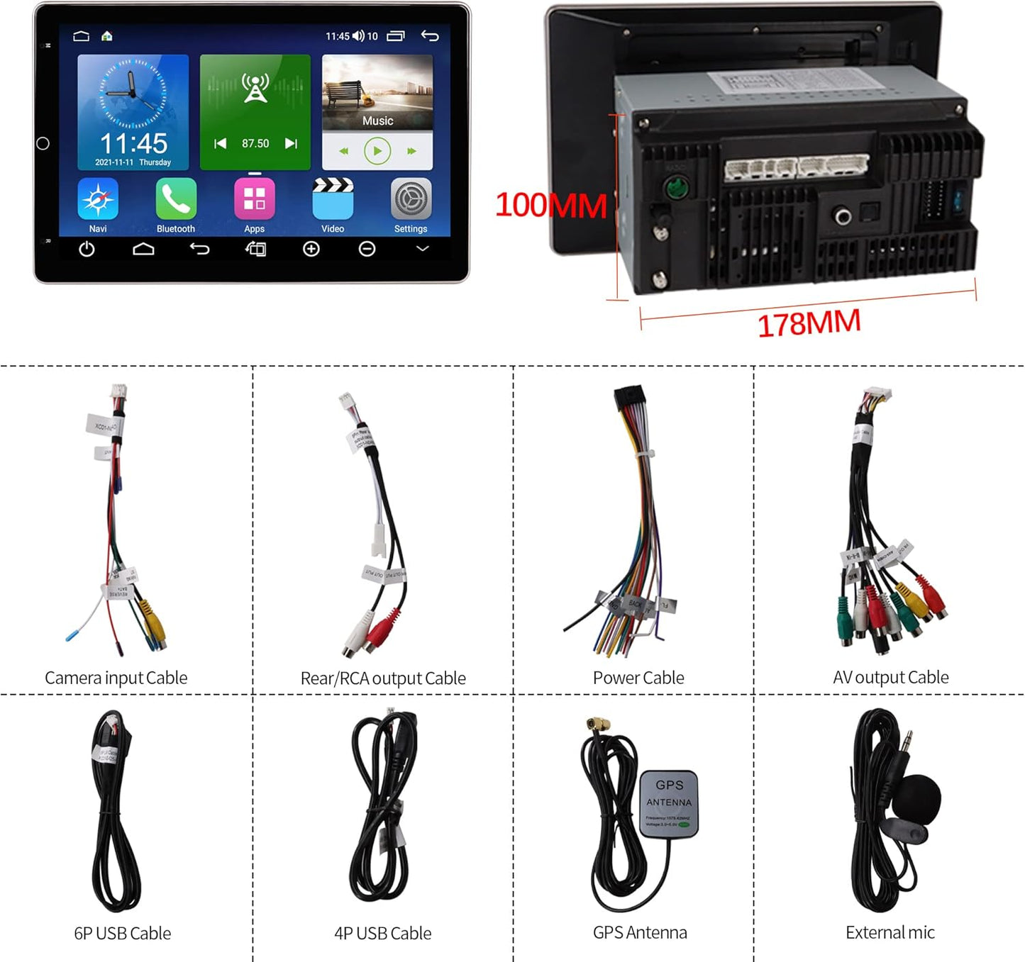 Cidava 10.1 Inch Universal Double Din Car Stereo Carplay Radio