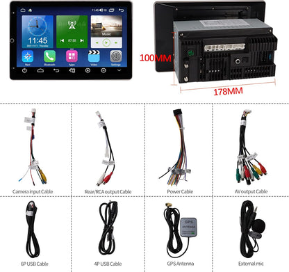 Cidava 10.1 Inch Universal Double Din Car Stereo Carplay Radio