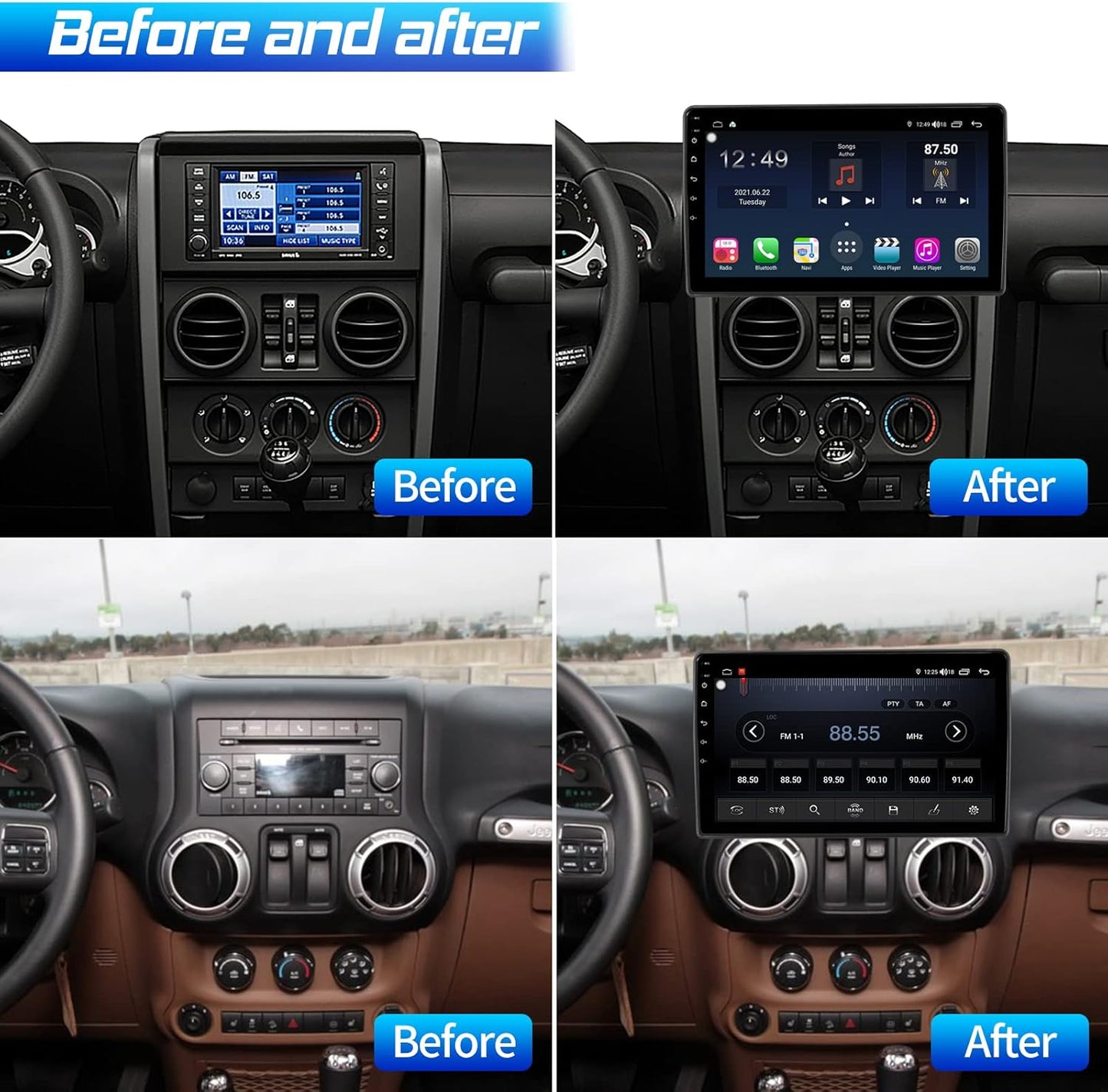 Android Car Stereo, Car Multimedia Player with Apple CarPlay & Android Auto, 10'' HD Touchscreen Car Radio