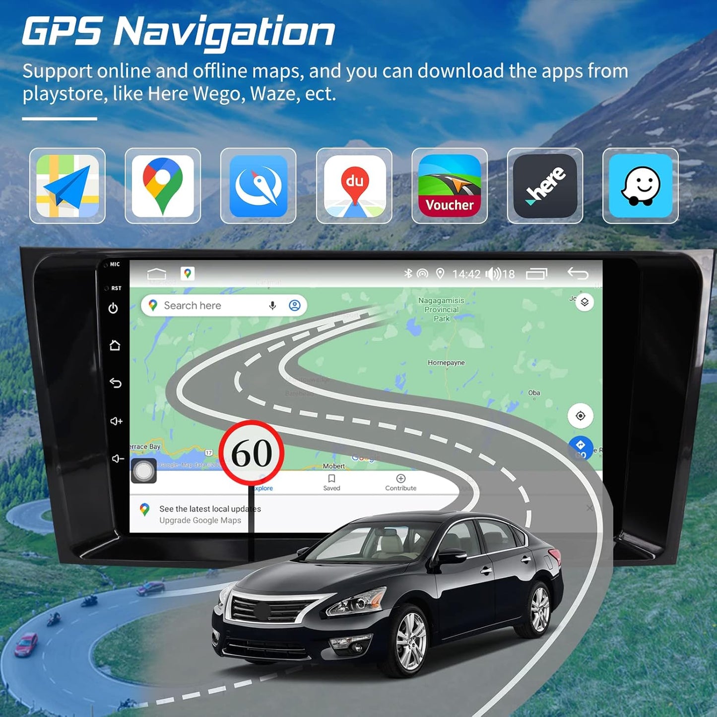 Car Stereo for Nissan Altima/Teana2014 2015 2016 2017 2018, Apple Carplay & Android Auto, 9inch HD IPS Touchscreen Car Audio Receiver, Car Multimedia Player with SIM Card Slot, AM/FM Radio, AUX Input