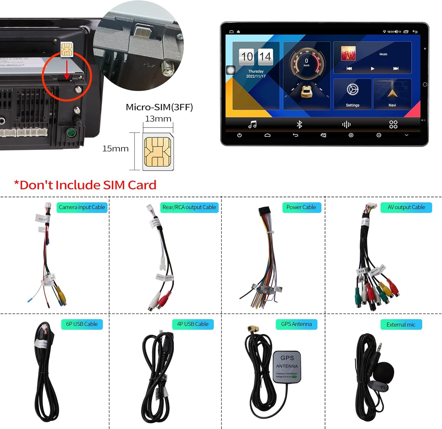 Cidava Universal Double Din Car Stereo Carplay Radio 13.3 Inch Octa Core, Rotatable Android Navigation Car Stereo