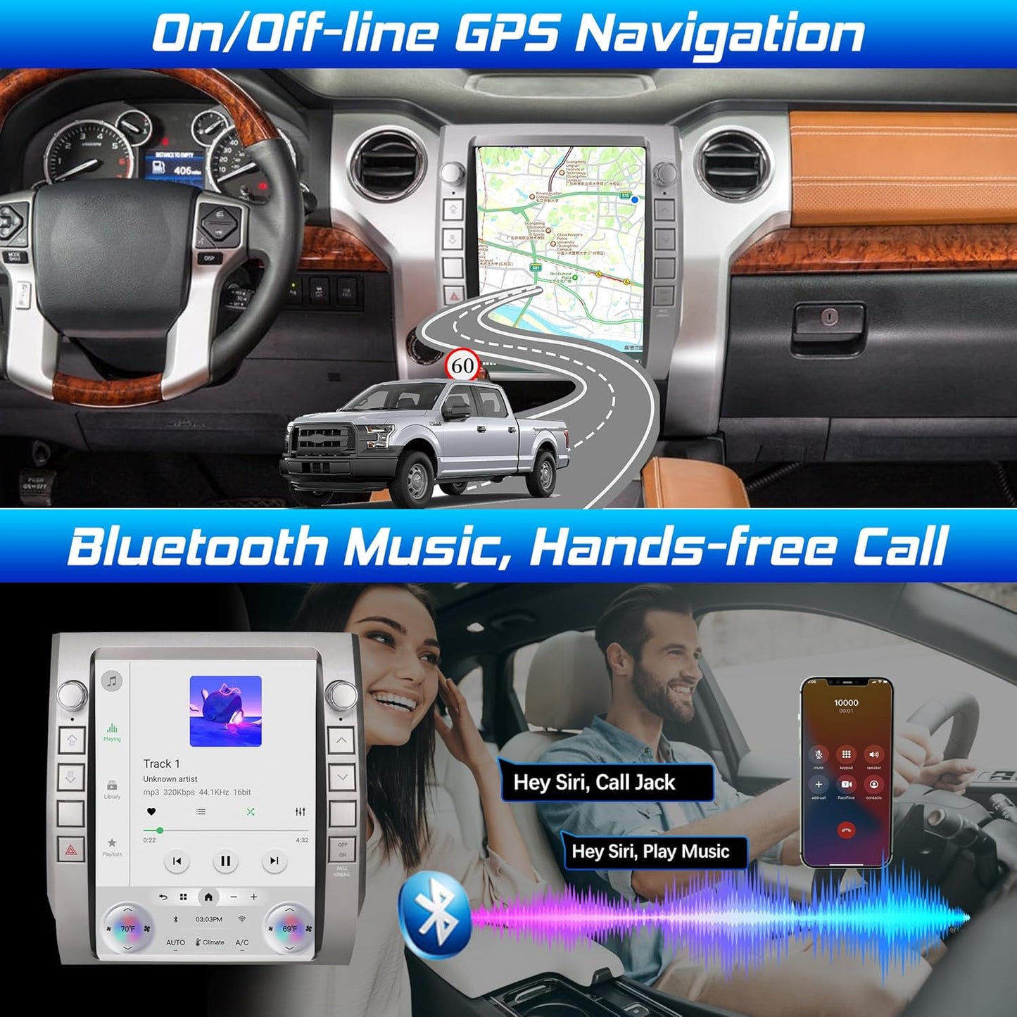 Cidava 12.1 Inch T-Style Car Radio, CarPlay Stereo for Toyota Tundra 2014-2021