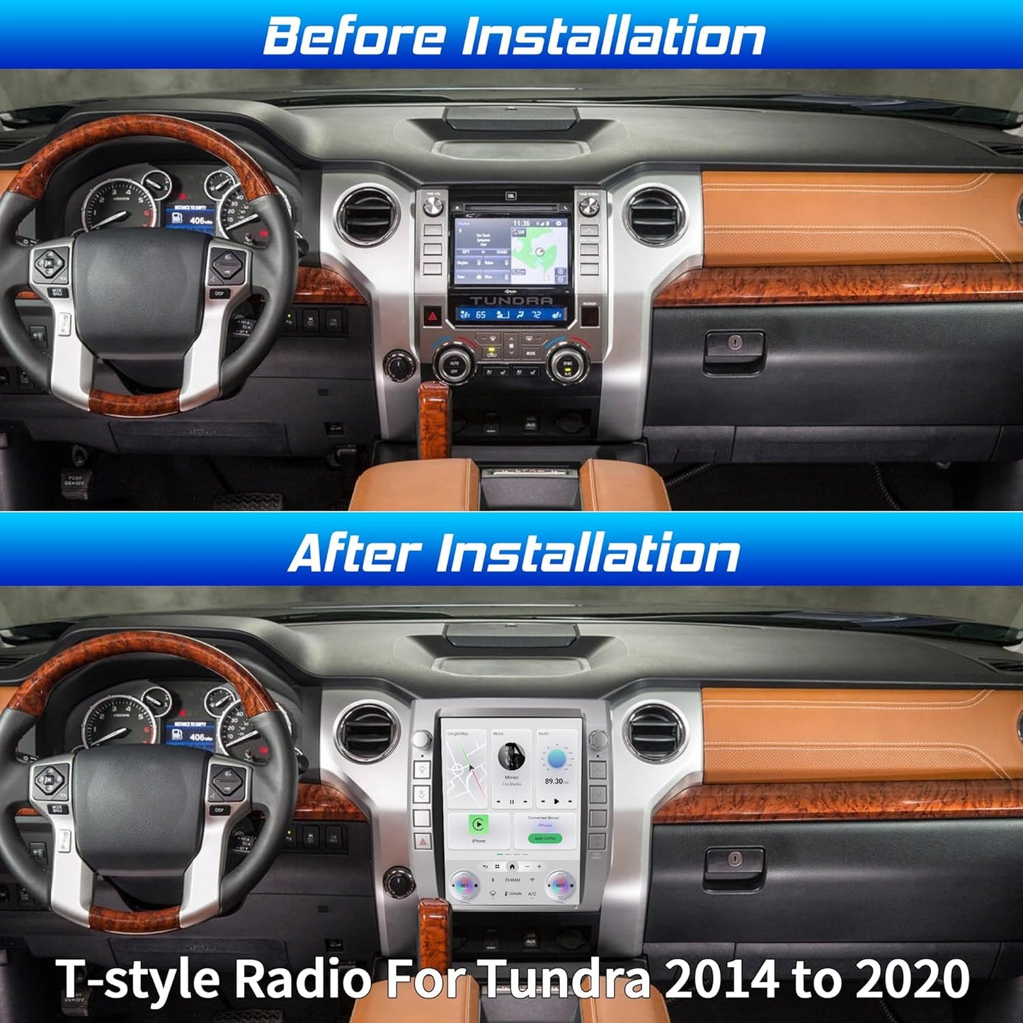 Cidava 12.1 Inch T-Style Car Radio, CarPlay Stereo for Toyota Tundra 2014-2021