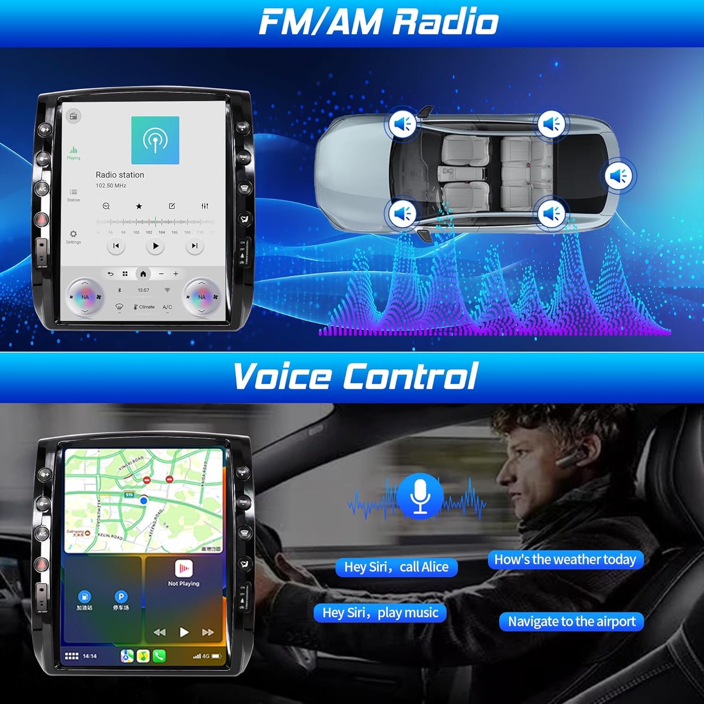 Cidava 12.1 inch T-Style Car Radio, CarPlay Stereo for Toyota Tacoma 2005-2015