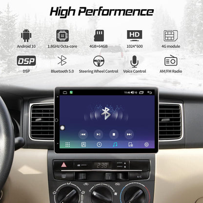 Cidava 10.1 Inch Universal Double Din Car Stereo Carplay Radio